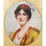 Late 19th/ 20th century British School Portrait of a young lady oil on canvas 68.5cm x 56cm