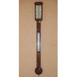 A 19th century walnut stick barometer, J.M. Bryson, 60 Princes St., Edinburgh, 94.5cm high.