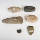 Antiquities- A collection of Ancient Scottish stone hand tools/ adzes, comprising; a polished pale