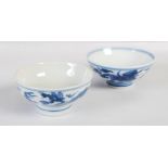 Two Chinese porcelain blue and white footed bowls, one decorated with dragons and lotus scroll, 6.
