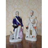 Two 19th century Staffordshire figure groups depicting Sir Charles Napier, one decorated with cobalt