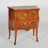 A late 19th/early 20th century French kingwood, marquetry and gilt metal mounted commode in the