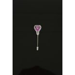 An early 20th century Art Deco white metal, pink sapphire and diamond set surete pin, set with a