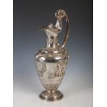 A Victorian silver presentation claret jug, Edinburgh, 1844, makers mark of WC, inscribed to '