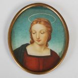 A portrait miniature of The Madonna, indistinctly signed, painted on ivory in gilt metal frame,