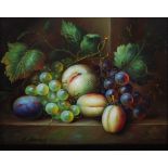 K. Parren (20th century) Still life with grapes and damsons oil on panel, signed lower left 18cm x