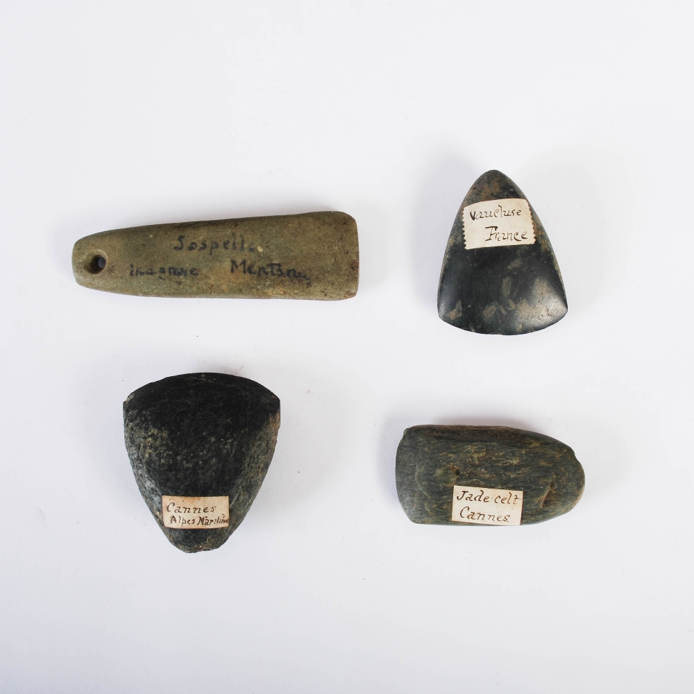 Antiquities- A collection of eight Southern French green stone hand tools/ adzes, 19th century and - Image 3 of 12