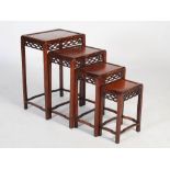 A quartetto of Chinese dark wood and burr wood occasional tables, late 19th/early 20th century,
