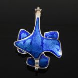 A 20th century sterling silver and blue enamel pendant, David Andersen, Norway, formed from two