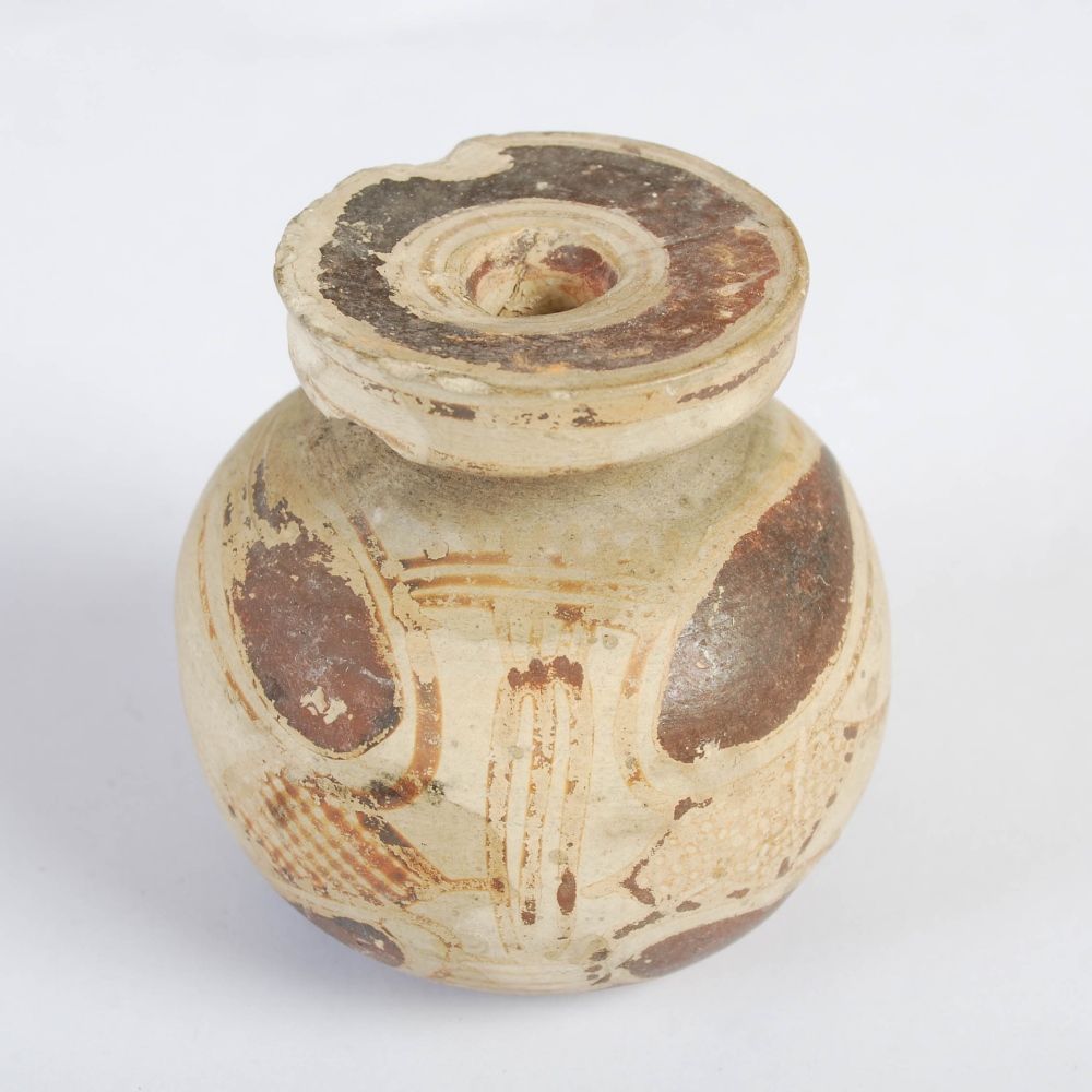 Antiquities- A collection of Ancient Roman pottery, comprising; small aryballos with oviform body - Image 9 of 14