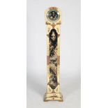 An early 20th century Westminster chime chinoiserie decorated grandmother clock, the circular dial