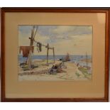 AR Robert Eadie RSW (1877-1954) The harbour wall watercolour, signed lower right 32cm x 42.5cm