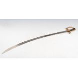 A 1796 Pattern Light Cavalry Officer's sabre, with etched blade, overall 93cm long.