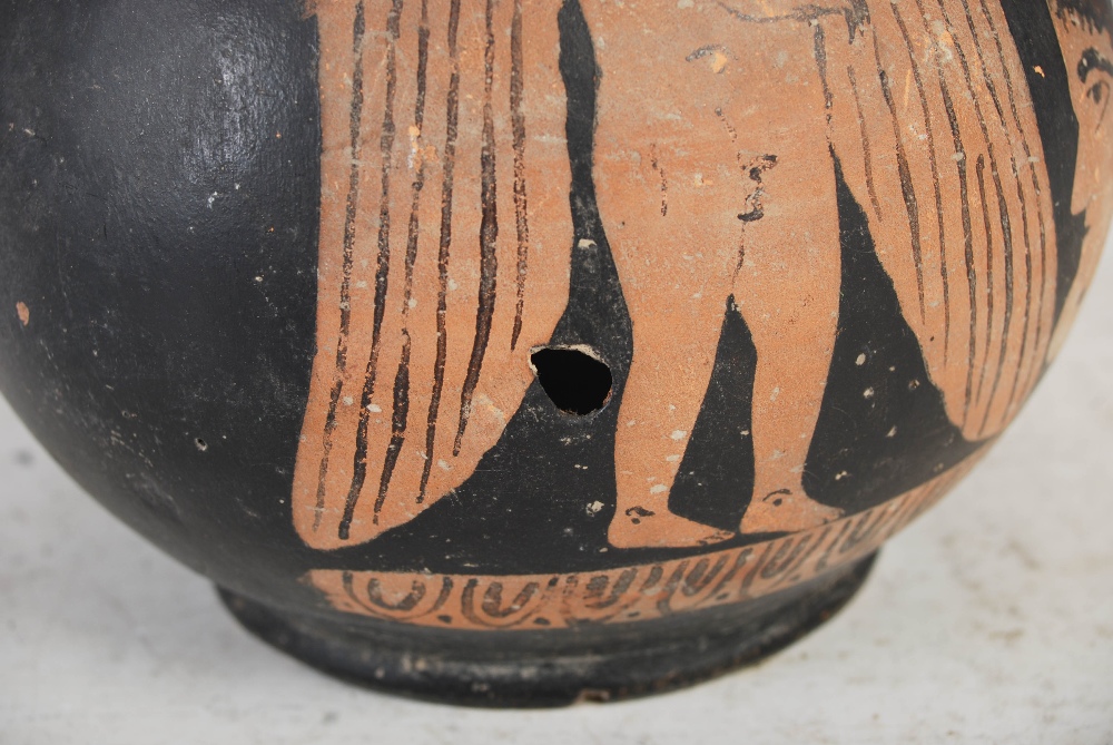 Antiquities- An Ancient Roman Attic black terracotta jug/ aryballos, decorated with central portrait - Image 10 of 14