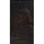 George Frampton (1860-1928) St. Christina a bronze panel, signed lower right in gilded wood frame