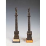 Two Grand Tour bronze models, Trajan's column and Antonine's column, late 19th/ early 20th