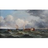 J. Wilson (19th century) Fishing boats in rough coastal seas, and another, a pair oils on canvas,