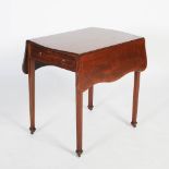 A George III mahogany and chequer banded Pembroke table, the rectangular top with serpentine edge