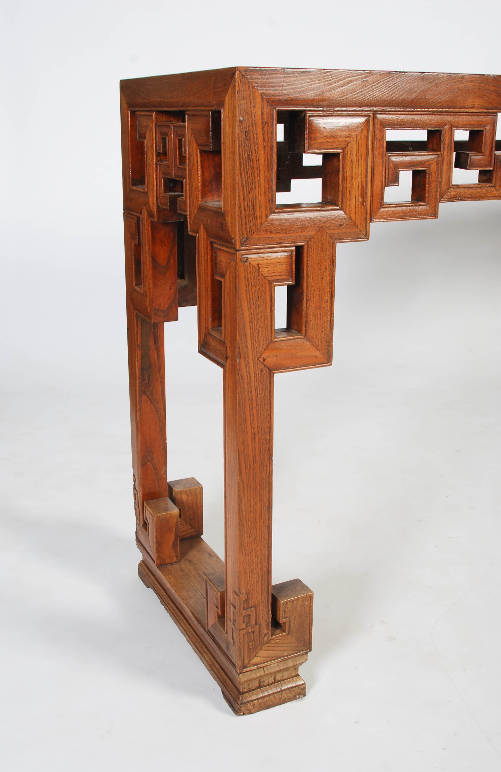 A Chinese blonde wood rectangular table, late 19th/early 20th century, the rectangular panelled - Image 5 of 10