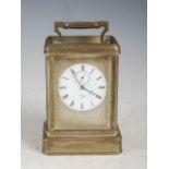 A 19th century silvered metal carriage clock by DENT, 61, STRAND, LONDON, 1835, the circular white