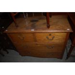 VICTORIAN OAK TWO OVER TWO CHEST OF DRAWERS