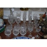 PART SUITE OF EDINBURGH CRYSTAL GLASSWARE TO INCLUDE STEMMED WINE GLASSES, BRANDY GLASSES, WINE