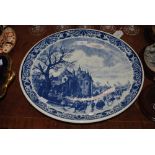BELL POTTERY BLUE AND WHITE TRANSFER PRINTED WALL CHARGER