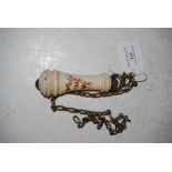 VICTORIAN CERAMIC LAVATORY 'PULL' HANDLE WITH GILT METAL CHAIN