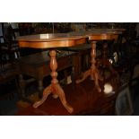 SET OF THREE REPRODUCTION WALNUT INLAID WINE TABLES