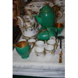 CARLTON WARE SHAGREEN PATTERNED PART COFFEE SET, TOGETHER WITH A NORITAKE WHITE AND GILT PART COFFEE