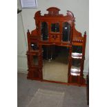 A 19TH CENTURY STAINED MAHOGANY OVERMANTEL MIRROR