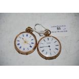 YELLOW METAL CASED OPEN FACED POCKET WATCH WITH WHITE ROMAN NUMERAL DIAL, INSCRIBED 'THE RUSSEL,