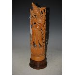 INDIAN/BURMESE CARVED SANDALWOOD FIGURE OF A MUSICIAN