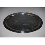STERLING SILVER OVAL PRESENTATION TRAY 'TO A.F. BLACK', ENGRAVED WITH FACSIMILE SIGNATURES