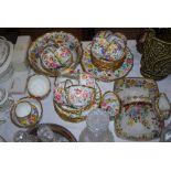 HAMMERSLY & CO FLORAL PATTERNED TEA SERVICE WITH MATCHING STRAWBERRY DISH AND PLATED BOWL