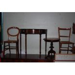 SMALL COLLECTION OF FURNITURE INCLUDING REPRODUCTION MAHOGANY SERPENTINE FRONT SIDE TABLE WITH