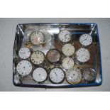 COLLECTION OF THIRTEEN ASSORTED SILVER AND WHITE METAL POCKET WATCHES, TOGETHER WITH A SILVER POCKET
