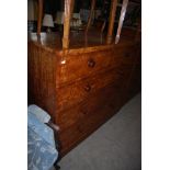 A 19TH CENTURY MAHOGANY TWO OVER THREE CHEST OF DRAWERS