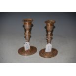 PAIR OF MODERN FILLED SILVER NEOCLASSICAL STYLE CANDLESTICKS WITH DETACHABLE DRIP PANS
