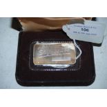 AN INTERCONTINENTAL AIR CANADA FIRST CLASS ONE OUNCE TROY SILVER BAR, NO.000623, IN ORIGINAL BOX