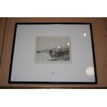 WILLIAM LIONEL WYLLIE - HARBOUR SCENE - ETCHING, SIGNED LOWER LEFT IN PENCIL