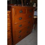 A 19TH CENTURY OAK TWO OVER FOUR CHEST OF DRAWERS