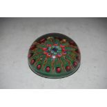 A 20TH CENTURY SCOTTISH GREEN GROUND MILLIFIORI PAPERWEIGHT