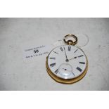 AN 18CT GOLD CASED OPEN FACED POCKET WATCH, BELL BROTHERS, DONCASTER, NO.104131, WITH WHITE ROMAN