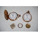 YELLOW METAL CASED HUNTER POCKET WATCH, H. SAMUEL, MANCHESTER, WITH WHITE ROMAN NUMERAL DIALS AND