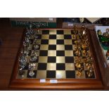 DIECAST METAL CHESS SET AND BOARD