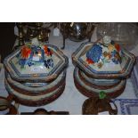 COLLECTION OF MASONS IRONSTONE DINNER WARES INCLUDING TWO TUREENS AND COVERS, DINNER PLATES, SOUP