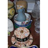 COLLECTION OF MIXED CERAMICS TO INCLUDE VICTORIAN TRANSFER PRINTED CHEESE BELL AND COVER,