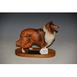 BESWICK CONNOISSEUR MODEL OF A COLLIE (ROUGH), MATT GLAZE ON MAHOGANY PLINTH