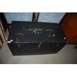 WOODEN PAINTED TRAVELLING TRUNK FOR FIELD OFFICER A.C. PARK, 146559 RAF